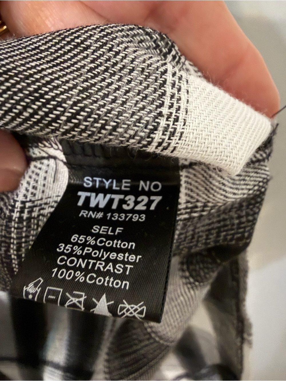 POL Customized Black & White Plaid Button-Down with flag panel sewn on back - Picture 5 of 5